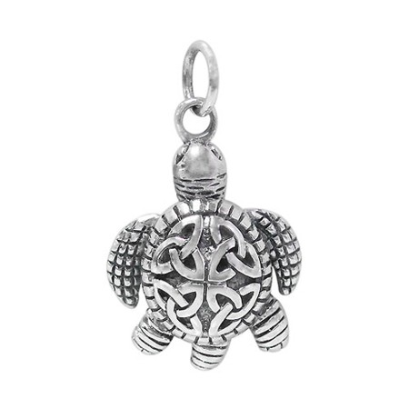 Sterling Silver Celtic Turtle Pendant - Click Image to Close